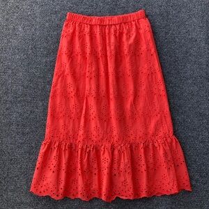 Calypso St Barth tiered eyelet pull on coral skirt size M